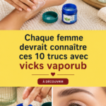 Femme appliquant Vicks Vaporub sur son torse pour soulager une toux.
