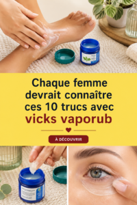 Femme appliquant Vicks Vaporub sur son torse pour soulager une toux.