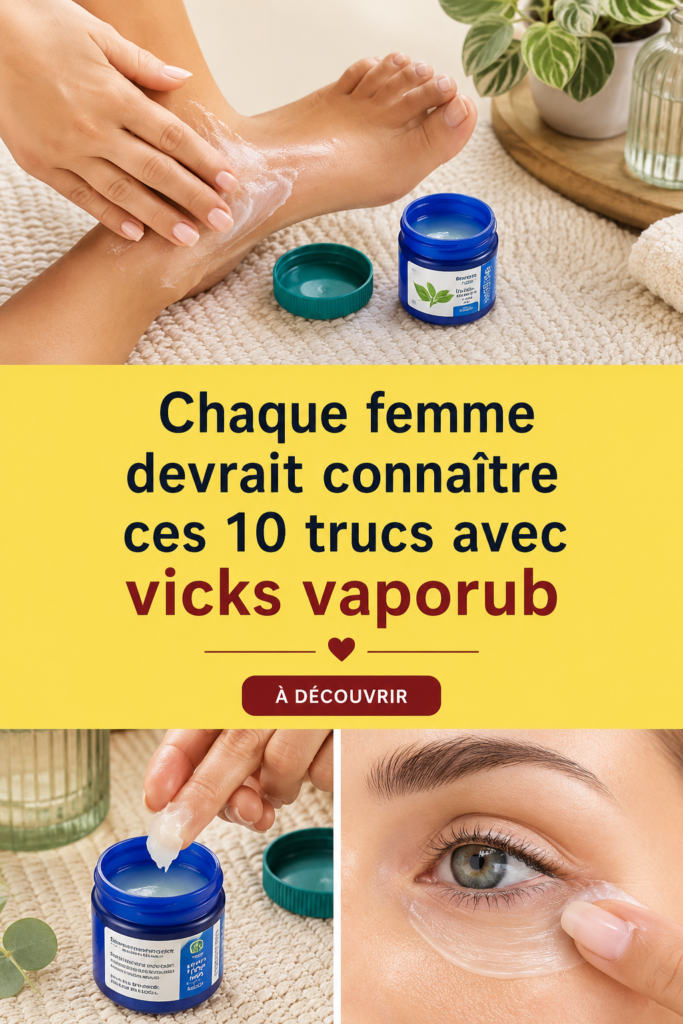 Femme appliquant Vicks Vaporub sur son torse pour soulager une toux.