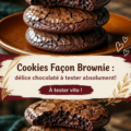 Pâtisserie de cookies façon brownie, chauds et croustillants, sur une assiette.