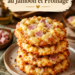 Cookies salés au jambon et fromage sur une assiette, garnis de persil frais