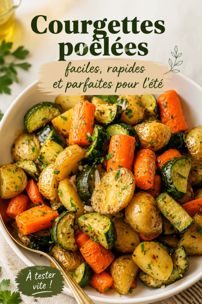 Un plat coloré de courgettes poêlées, prêt à être dégusté, avec une belle garniture.