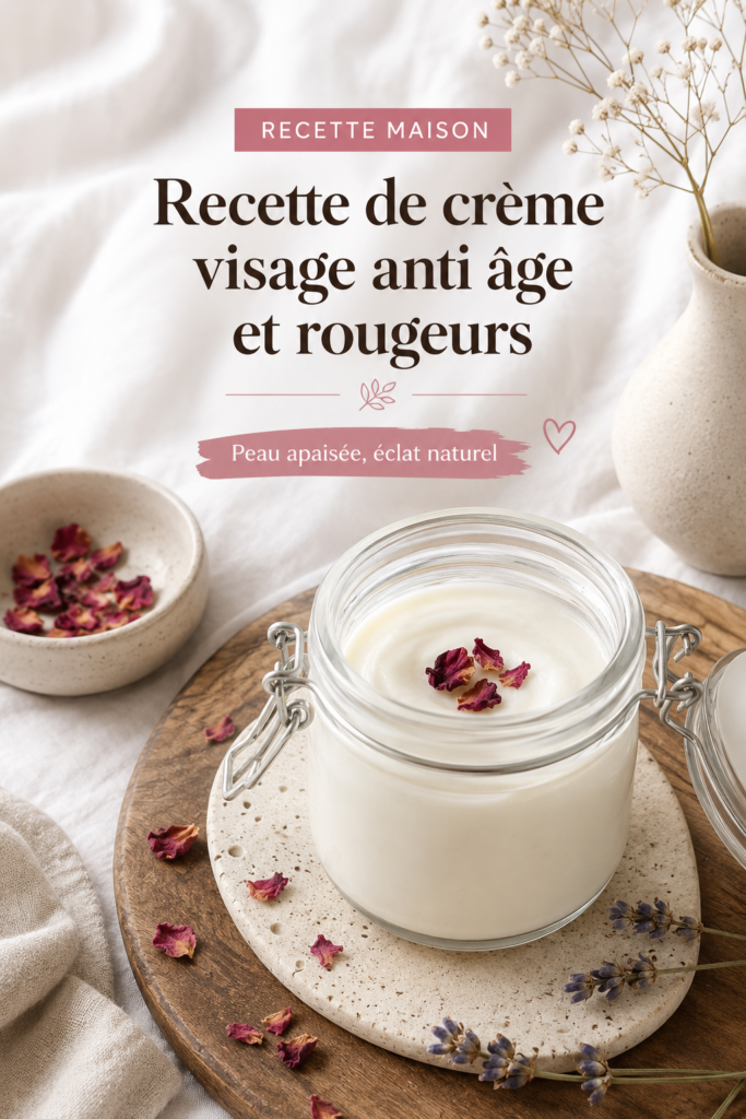 Crème visage anti-âge faite maison avec des ingrédients naturels