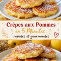 Crêpes aux pommes chaudes en cuisine, prêtes à être dégustées