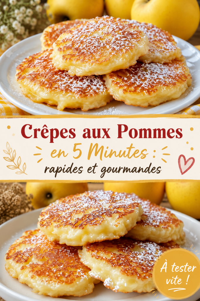 Crêpes aux pommes chaudes en cuisine, prêtes à être dégustées