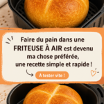 Brève vue d'un pain doré et moelleux cuit dans une friteuse à air.