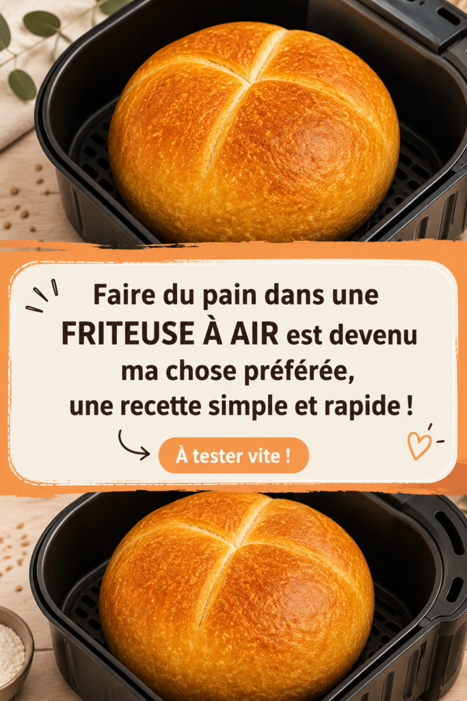 Brève vue d'un pain doré et moelleux cuit dans une friteuse à air.