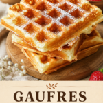 Assiette de gaufres moelleuses et croustillantes, délicieusement garnies de fruits et de crème.
