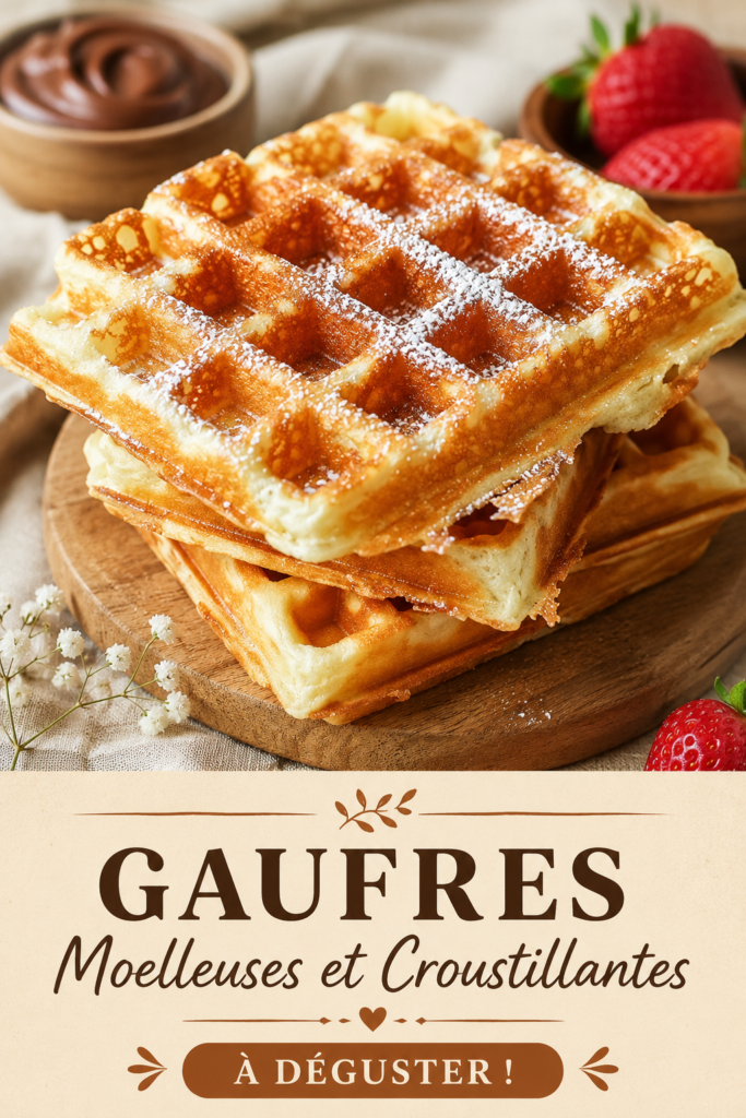 Assiette de gaufres moelleuses et croustillantes, délicieusement garnies de fruits et de crème.