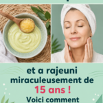 Masque fait maison appliqué sur un visage féminin, soulignant un soin naturel anti-âge.