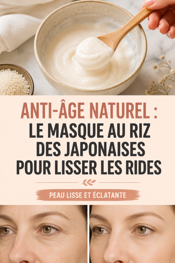 Un masque facial au riz appliqué sur un visage féminin, symbole de beauté naturelle.
