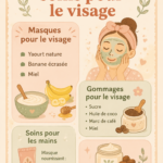 Masque fait maison sur un visage souriant, mettant en avant une belle peau