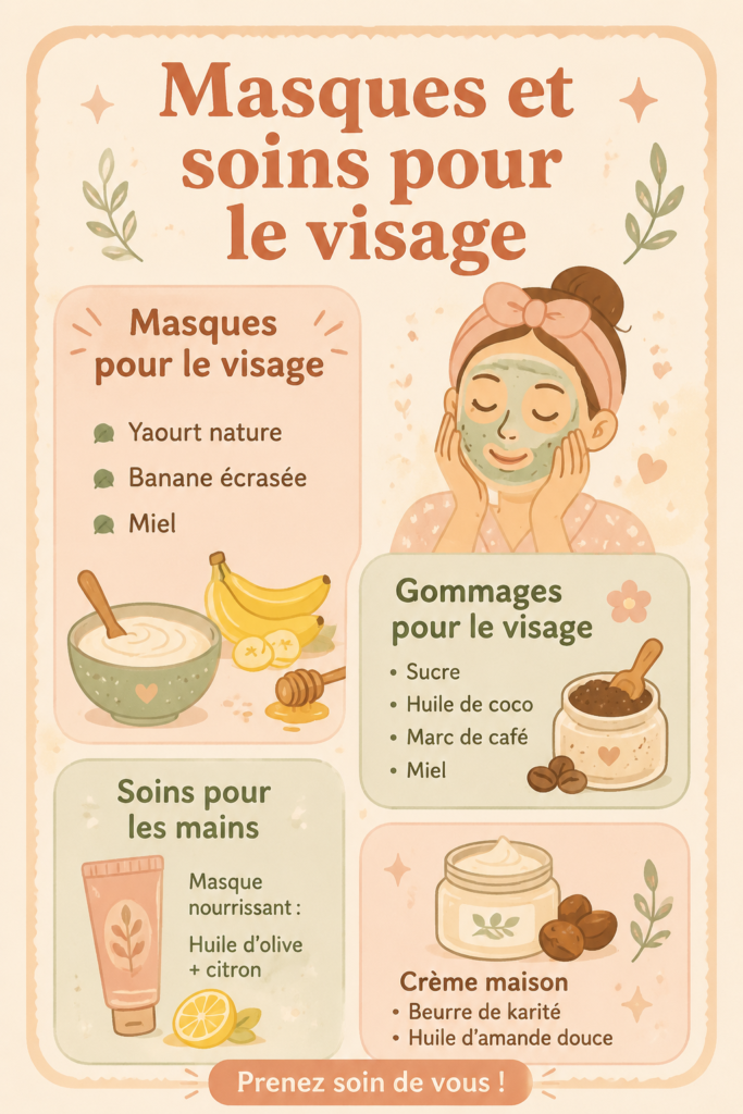 Masque fait maison sur un visage souriant, mettant en avant une belle peau