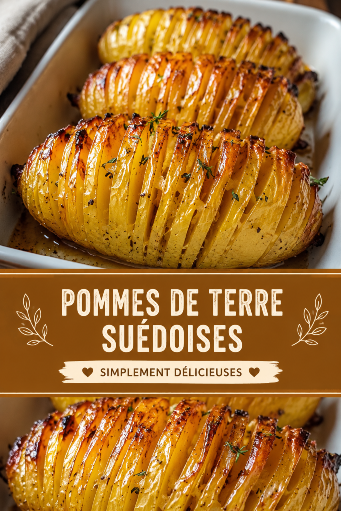 Pommes de terre suédoises croustillantes dans un plat en céramique.
