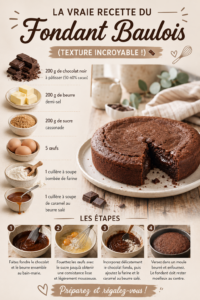 Un fondant Baulois présent sur une assiette, prêt à être dégusté.