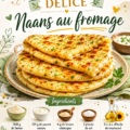 Naans au fromage dorés et appétissants sur une assiette