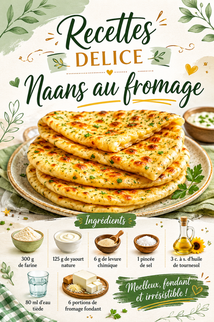 Naans au fromage dorés et appétissants sur une assiette