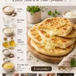 Naans moelleux au fromage dorés à la poêle, prêts à être dégustés.