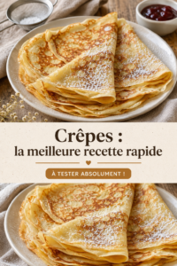 Une assiette de crêpes dorées avec des garnitures de fruits et de sirop