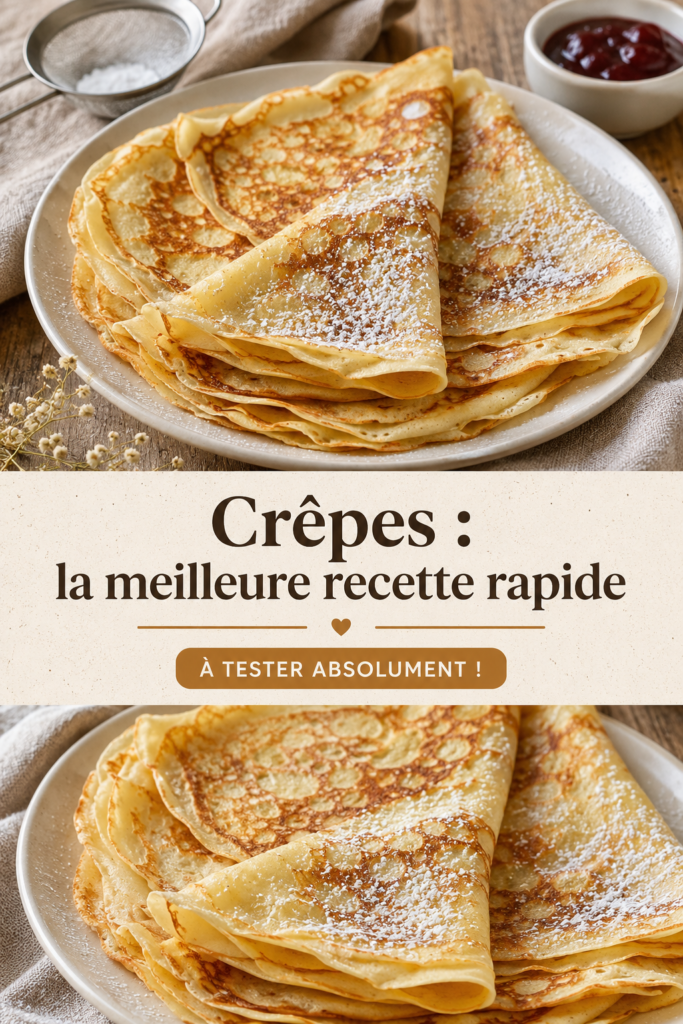 Une assiette de crêpes dorées avec des garnitures de fruits et de sirop