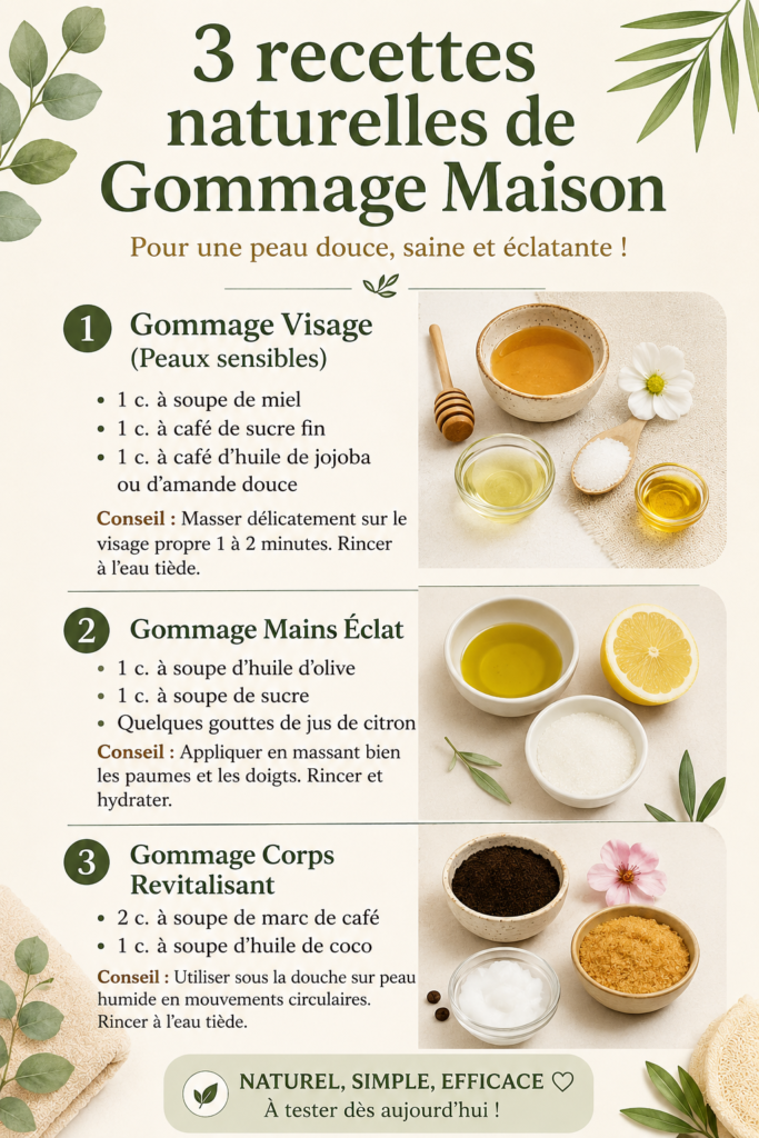 Recette de gommage maison avec des ingrédients naturels