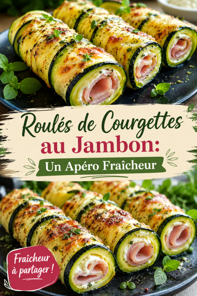 Roulés de courgettes au jambon prêts à être servis sur une assiette