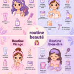 Femme appliquant sa routine beauté matin et soir, mettant l'accent sur des soins adaptés à son âge.