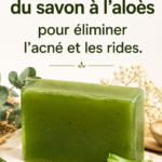 Savon fait maison à l'aloès sur un fond naturel.