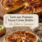 Une tarte aux pommes façon crème brûlée avec un dessus caramélisé et appétissant