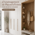 Placard d'entrée bien organisé avec des étagères et des crochets