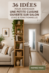 Cuisine ouverte chic et fonctionnelle avec espace salon