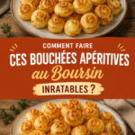 Bouchées apéritives au Boursin prêtes à être servies sur une belle assiette.