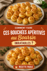 Bouchées apéritives au Boursin prêtes à être servies sur une belle assiette.