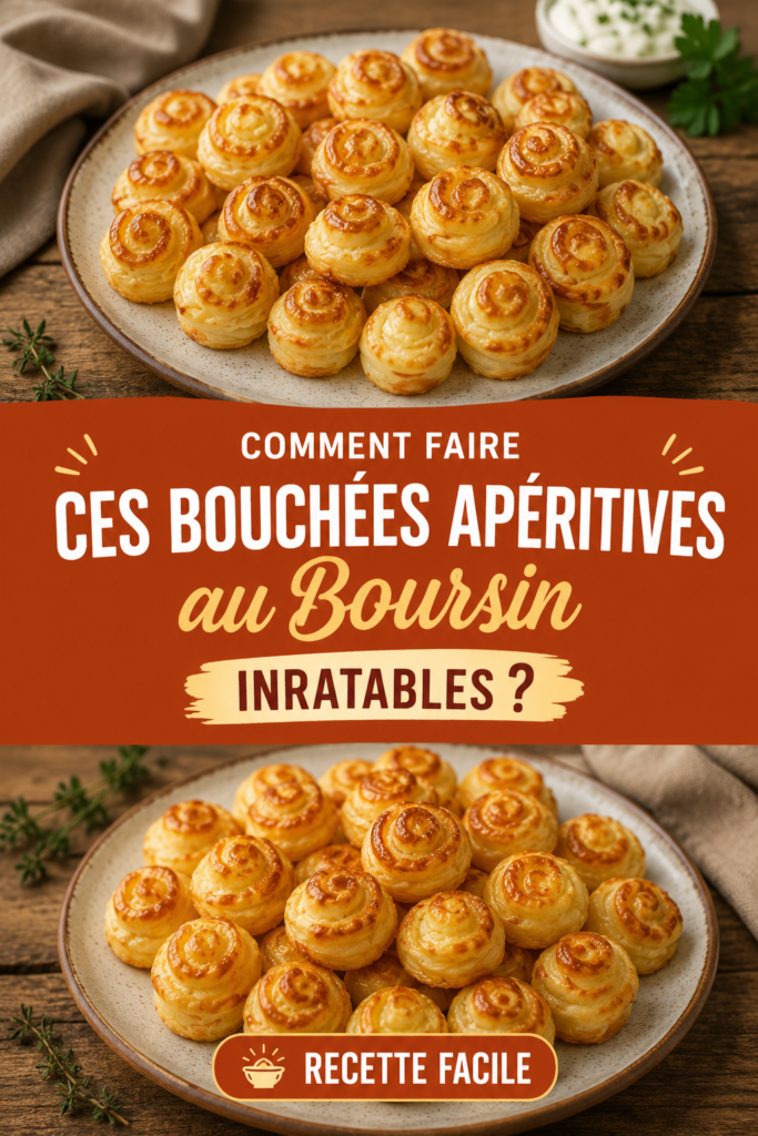 Bouchées apéritives au Boursin prêtes à être servies sur une belle assiette.