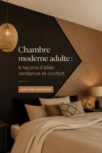 Chambre moderne avec un lit confortable, décor épuré et éléments tendance