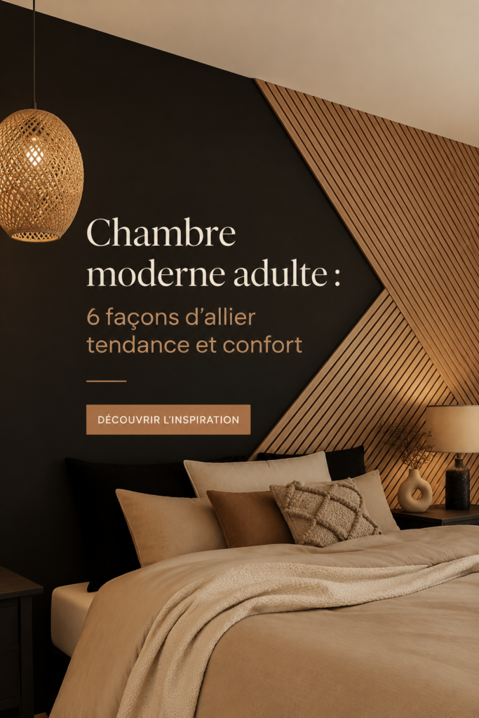 Chambre moderne avec un lit confortable, décor épuré et éléments tendance