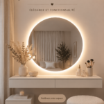 Coiffeuse design élégante avec miroir dans une chambre féminine
