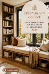 Un coin lecture cosy avec une fenêtre, des étagères remplies de livres et un fauteuil confortable