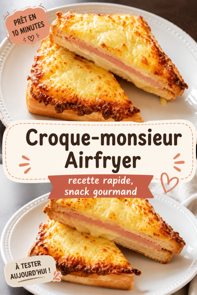 Croque-monsieur croustillant à l'Airfryer, prêt à déguster