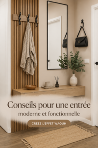 Entrée moderne avec des meubles pratiques et un décor stylé
