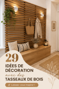 Un coin décoré avec des tasseaux de bois, créant une ambiance chaleureuse.
