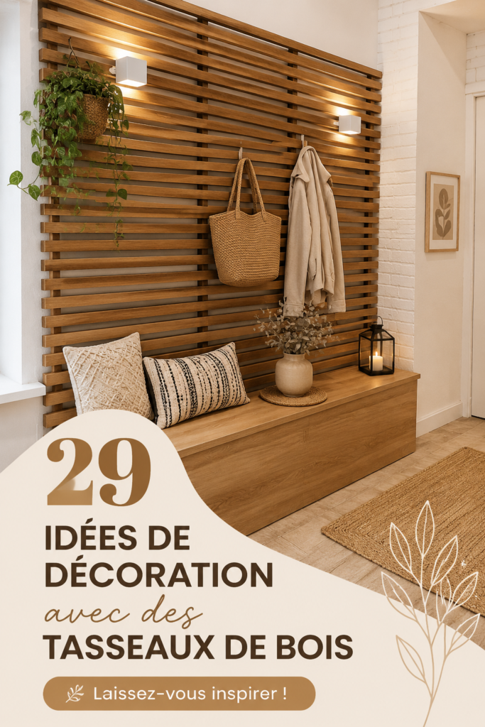Un coin décoré avec des tasseaux de bois, créant une ambiance chaleureuse.