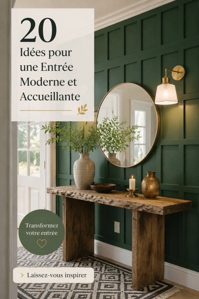Une entrée moderne et accueillante avec des éléments de décoration tendance.