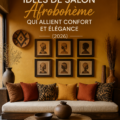 Un salon afro-hémien accueillant avec des textures naturelles et des couleurs chaudes.