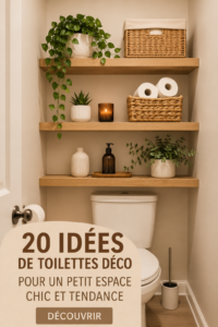 Toilettes décorées avec des éléments modernes et tendance, créant une ambiance chic.