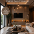 Un salon moderne et chic avec un éclairage tendance
