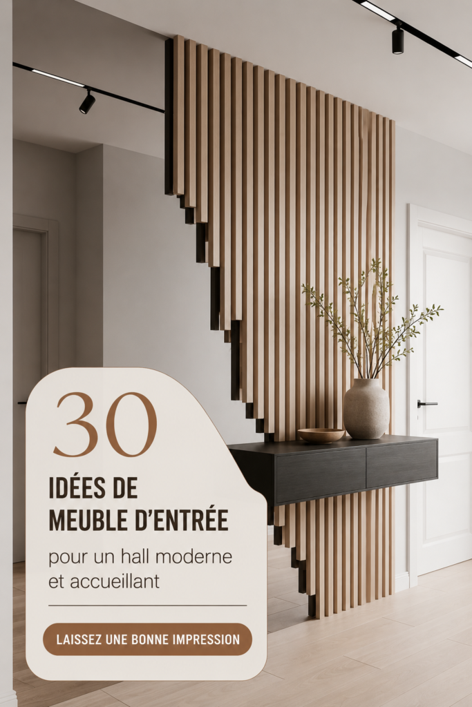 Hall d'entrée moderne avec un meuble accueillant et décoratif