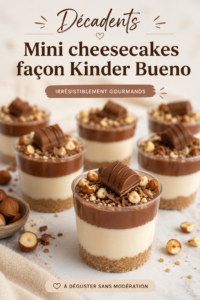Mini cheesecakes Kinder Bueno décorés de chocolat