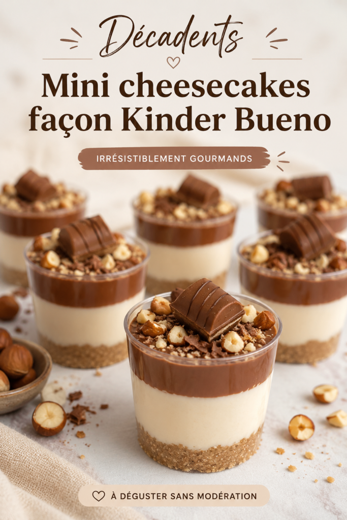 Mini cheesecakes Kinder Bueno décorés de chocolat