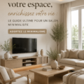 Salon minimaliste avec une décoration épurée et chaleureuse.
